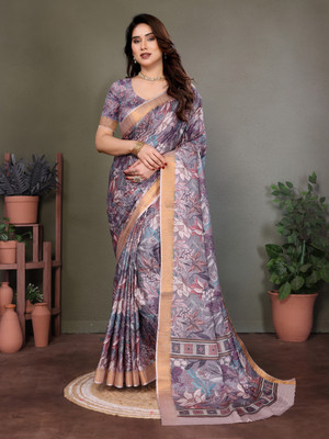 HITESH ENTERPRISE Self Design Handloom Cotton Linen Saree(Brown)