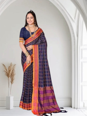 NEEL TEXTILES Self Design Bollywood Chiffon Saree(Blue)