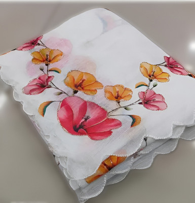 parakhiya fab Digital Print, Self Design Bollywood Cotton Linen Saree(White)