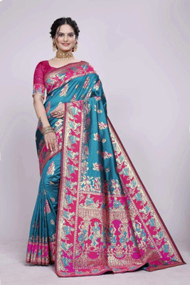 Anjali textile Self Design Kanjivaram Jacquard Saree(Multicolor)