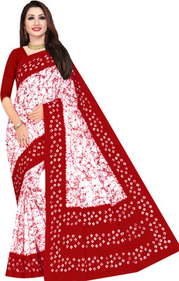 SARITA SAREES Printed Daily Wear Pure Cotton Saree(Red)