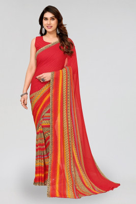 Moda Rapido Floral Print Daily Wear Georgette Saree(Red)