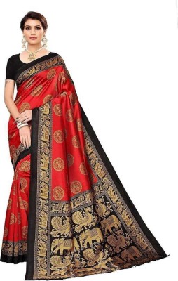 Parvati Creation Printed Bhagalpuri Silk Blend Saree(Red)