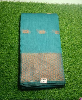 srri thangam sarees Blocked Printed Kanjivaram Cotton Linen Saree(Green)