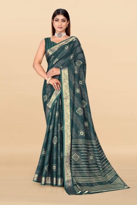 SHIVRUH Geometric Print Bollywood Chanderi, Cotton Silk Saree(Blue)