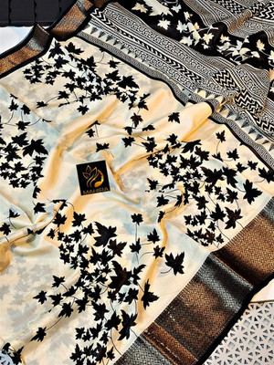 Vihan Fab Printed Bollywood Chanderi Saree(Cream)