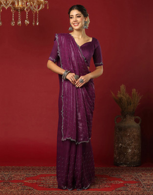 all about you Embellished Bollywood Georgette Saree(Purple)