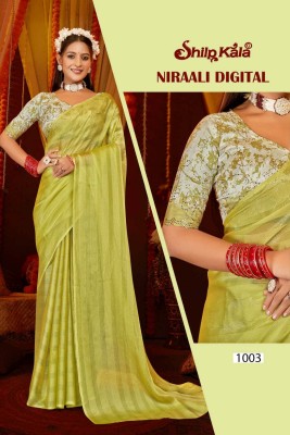 SHILPKALA Printed Daily Wear Chiffon Saree(Green)