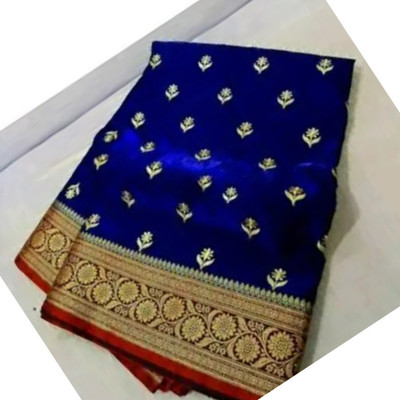 daniyal Printed Banarasi Pure Silk Saree(Gold, Blue)