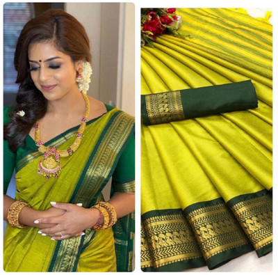 mishihouse Woven Banarasi Jacquard Saree(Multicolor)