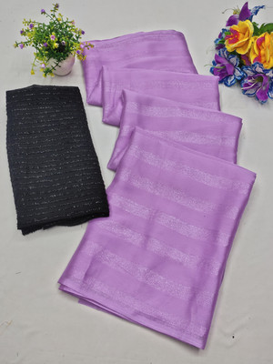 FOLLICAN Self Design, Embellished, Striped Bollywood Chiffon Saree(Multicolor)