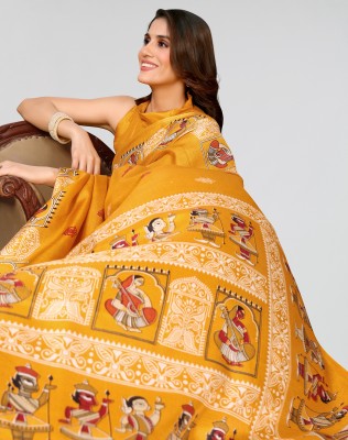 ANIRAV Self Design Bollywood Art Silk Saree(Yellow)