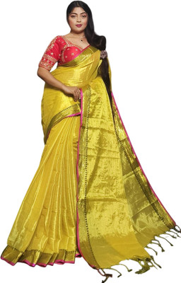 kalpana handloom Solid/Plain Tant Tissue Saree(Multicolor)