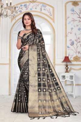 Aarunika SKT Printed Bollywood Organza Saree(Black)