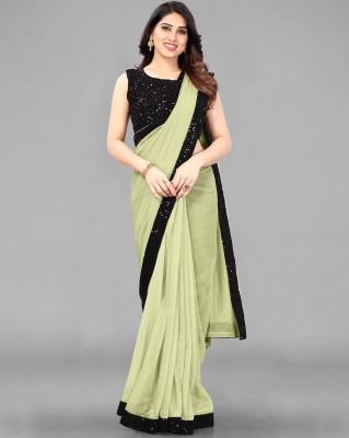 AKFABRICS Embellished Bollywood Lycra Blend Saree(Light Green)