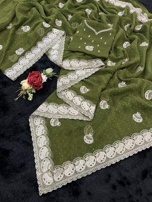 Dk Trendz Embroidered Bollywood Organza Saree(Light Green)