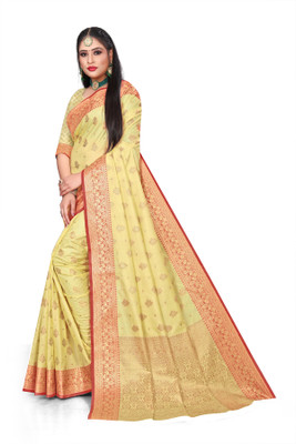 OMBUSINESSHUB Printed Banarasi Pure Silk Saree(Multicolor)