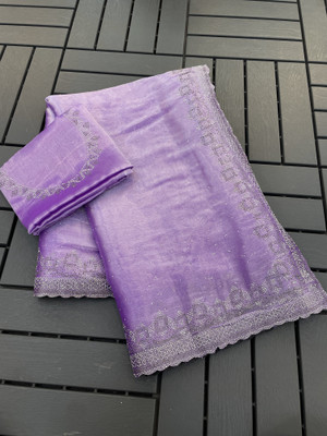 Jennyfab Printed Bollywood Jimmy choo Saree(Purple)