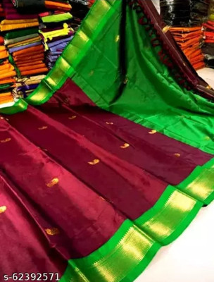 Paithani Woven Kanjivaram Pure Silk Saree(Brown)