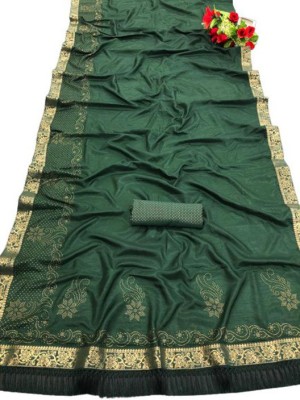 Varni Enterprise Embroidered, Embellished Bollywood Silk Blend Saree(Green)