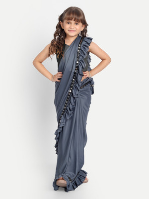 Cozee Shopping Embellished Bollywood Lycra Blend Saree(Grey)