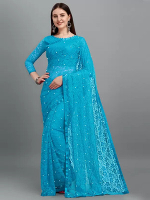 Suali Embellished Bollywood Net Saree(Green)