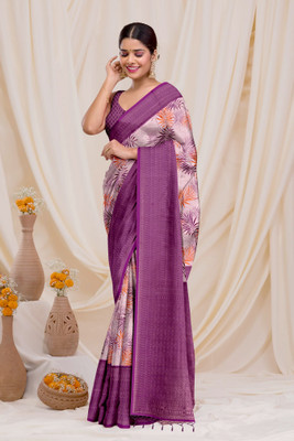 DHARMRAJ ENTERPRISE Digital Print Daily Wear Tussar Silk Saree(Purple)