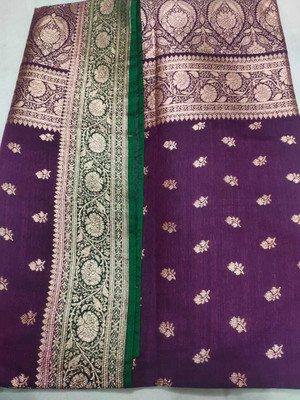 Aaradhya Creation Self Design Banarasi Nylon Saree(Purple)