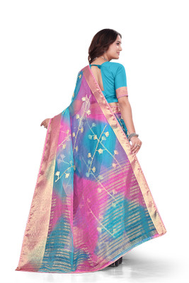 Aarunika SKT Solid/Plain Bollywood Organza Saree(Yellow)