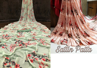 Sita Floral Print Bollywood Georgette Saree(Pack of 2, Green)