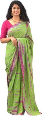 JAIPURI BLOCK PRINT Printed Daily Wear Pure Cotton Saree(Green, Pink)