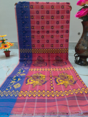 DPTEXTILE Printed, Woven Tant Pure Cotton Saree(Pink)