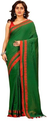 ANAMIKA Store Solid/Plain, Printed Handloom Cotton Blend Saree(Light Green)