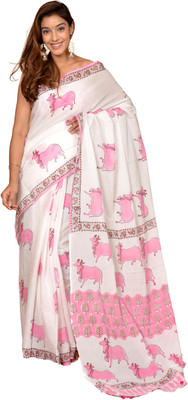 SHIVANYA HANDICRAFTS Printed Bollywood Pure Cotton Saree(Multicolor)