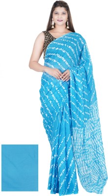 RAMNATHS Printed, Color Block, Blocked Printed Ikkat Pure Cotton Saree(Blue)