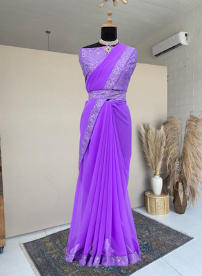 Kalavrit Creation Embroidered Bollywood Georgette Saree(Purple)