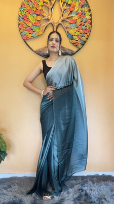 VISVASTA Woven Bollywood Nylon, Silk Blend Saree(Light Blue)