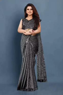 EPRIMPEX Embellished Bollywood Lycra Blend Saree(Grey)