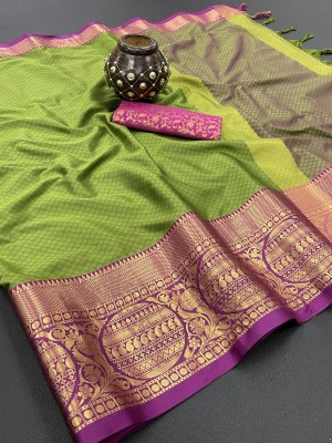 Lady Bazaar Woven Jamdani Cotton Silk, Pure Silk Saree(Multicolor)