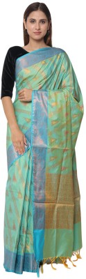 Aanchal Self Design Banarasi Cotton Silk Saree(Green)