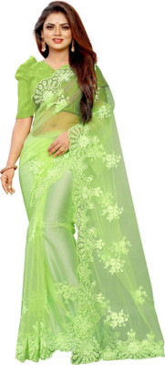 YASHVI Embroidered Bollywood Net Saree(Light Green)