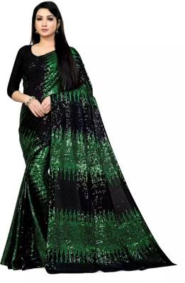 G JELLY FASHION TREE Embroidered Bollywood Georgette Saree(Black, Green)