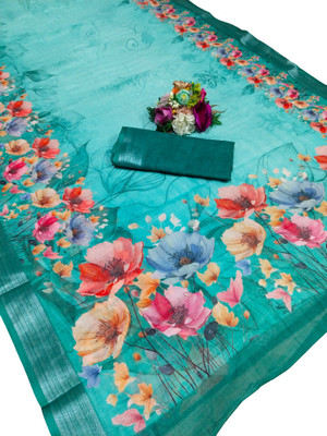 HouseOfCommon Woven Kanjivaram Pure Cotton, Cotton Silk Saree(Light Green)