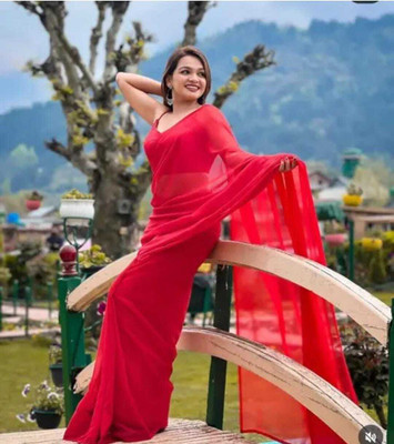 Ringtonfashion Digital Print Bollywood Georgette Saree(Red)