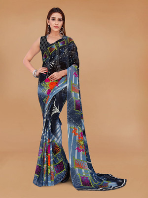 Moda Rapido Printed Daily Wear Georgette Saree(Grey)