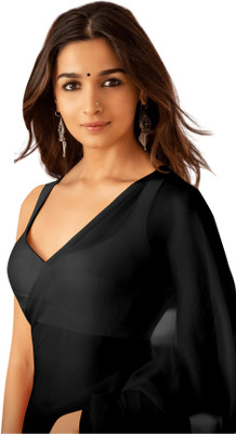 stylescope Solid/Plain, Dyed Bollywood Georgette Saree(Black)