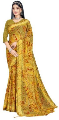 rudraCreation Printed Bollywood Georgette Saree(Light Green)