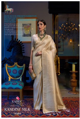 Guru Kripa Floral Print Handloom Raw Silk Saree(Gold)