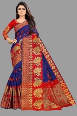 ASTIKA Animal Print, Woven, Embellished, Floral Print Chanderi Cotton Silk, Jacquard Saree(Multicolor)