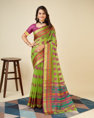 Aldwych Woven Bollywood Cotton Silk Saree(Light Green)